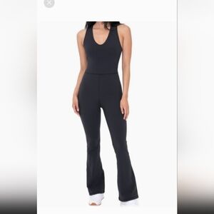 NWT Mono-b Cross Knot Back Flared Jumpsuit-Black Sz 1XL